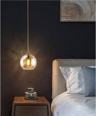 Smoked Glass Pendant Light – Modern Pendant Light with Iron Finish Fixture for Dining Room
