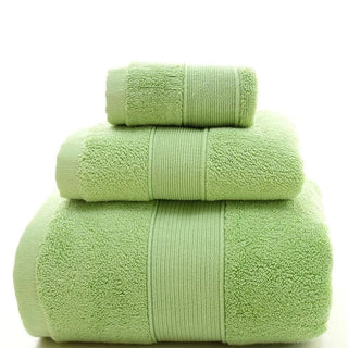 cotton bath towel set high absorbency quick drying green towels front view