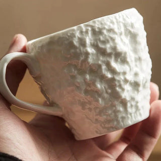 rock texture ceramic mug handcrafted stoneware coffee cup 150ml durable side view