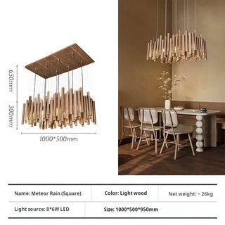 Wooden Pendant Light – Sculptural Ceiling Light with Adjustable Cable | Living Room Lighting
