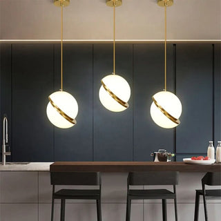 Circle Pendant Light – Modern Pendant Light With Gold Finish & Adjustable Suspension Cable