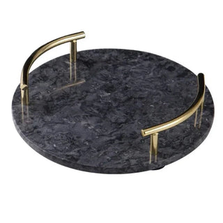 marble stone tray earthworks luxury round minimalist handcrafted storage side view