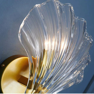 Glass Seashell Wall Sconce – Decorative Lighting With Molded Glass Diffuser & Gold Tone Base