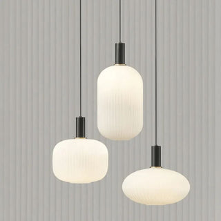 Adjustable Pendant Lamp – Nordic Style Lamp with White Glass Diffuser & Gold Ring