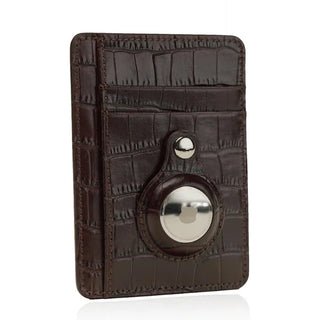 crocodile leather wallet haven slim card holder airtag custom engraving close-up