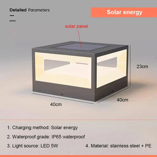 Solar Pillar Lamp – Stainless Steel Outdoor Solar Lighting With Warm White LED