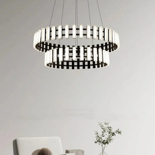 Modern Iron Chandelier – Circular LED Lighting Fixture for Living Room | Easy Install