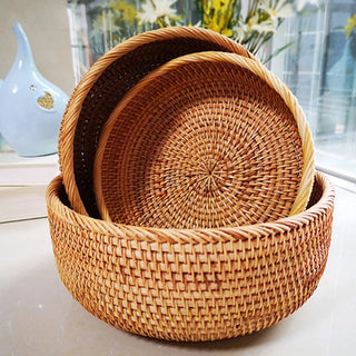 Woven rattan fruit basket