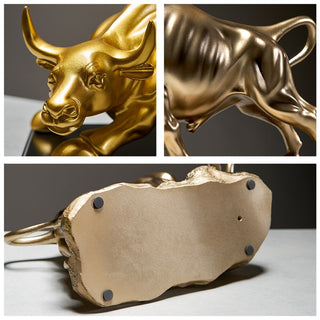 golden bull creative resin luxury home decor sculpture angle view