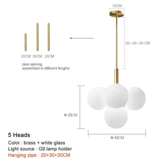 Nordic Glass Chandelier – Modern Ceiling Light with Frosted Glass Shades