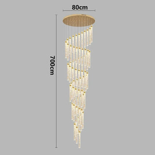 Gold Crystal Chandelier – Rotating Pendant Light for Large Space Lighting