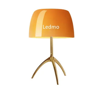 Colored Glass Desk Lamp – Modern Tripod LED Reading Lamp with Iron Frame