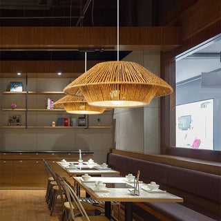 Japanese Pendant Lamp – Handcrafted Braided Metal Shade with Warm Ambient Light