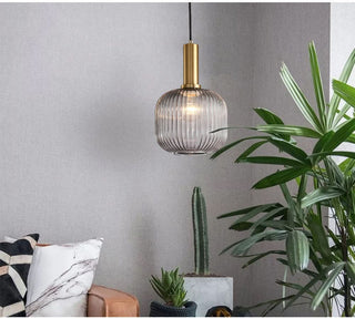 Colorful Suspension Light – Glass Pendant Lamp with Adjustable Height & Gold Base Canopy