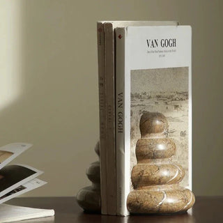 indian marble bookends handcrafted luxury wavy natural stone set side view