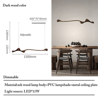 Dimmable LED Pendant Light – Ash Wood Pendant With Touch Switch & Adjustable Brightness