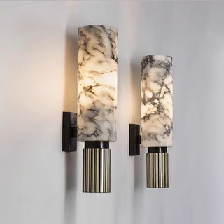 Alabaster Marble Wall Sconce – Luxury Copper Base Integrated LED Lighting