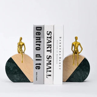 marble bookends luxury brass handcrafted natural marble decor side view