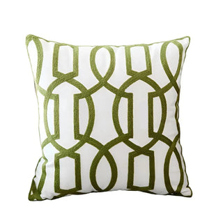 green cushion covers tuscany floral embroidered polyester cotton decor 45x45 cm close-up