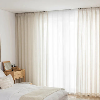 linen sheer curtain luxury linen airy drapery pull pleated tape lifestyle view