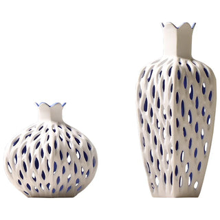 hollow ceramic vase modern minimalist handcrafted decorative flower holder side view