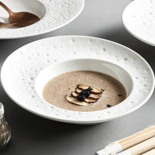 ceramic dining plate earthworks handcrafted porcelain dinnerware elegant tableware set detail