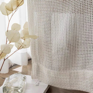light sheer curtain saint claire grid pattern rod pocket angle view
