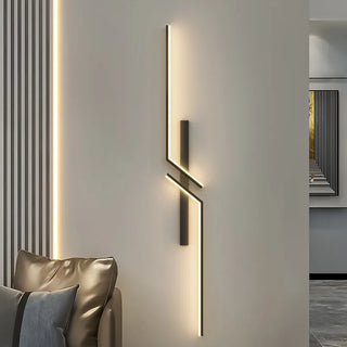 Modern strip wall lamp close-up — aluminum and acrylic LED fixture