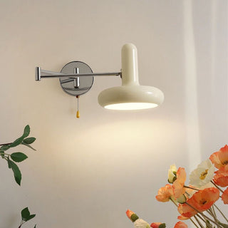 Retro white swing arm wall lamp metal — adjustable reading