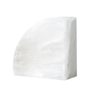 white onyx bookend handcrafted natural stone arch design for shelves front view