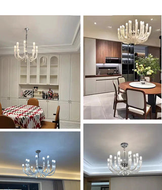 Glass Chandelier – Modern Clear Glass Pendant with Integrated LED Lighting