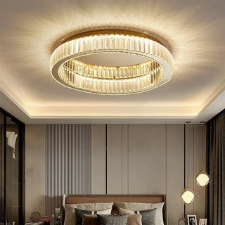 LED Ceiling Light – Modern Gold Finish Crystal Lamp with Adjustable Warm Ambient Lighting