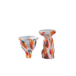 ceramic handcraft vase handmade graffiti art porcelain bright autumn decor side view