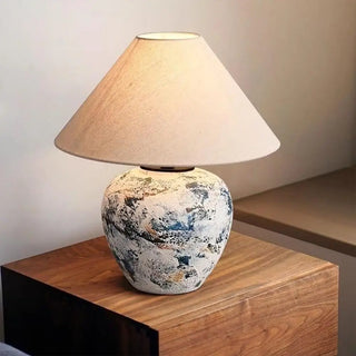 Ceramic Table Lamp – Japanese Style Lamp with Adjustable LED & Remote Control