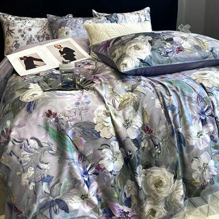 egyptian cotton duvet cover blossom floral bedding set 600tc luxury sheets close-up