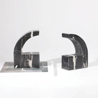 marble bookend set abstract comma design handcrafted luxury stone decor close-up