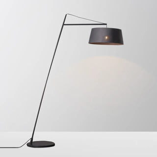 Slanting black floor lamp – E27 modern fabric shade room view