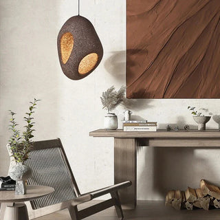 Kerrá Kos red stone accent pendant close-up — luxury resin lamp