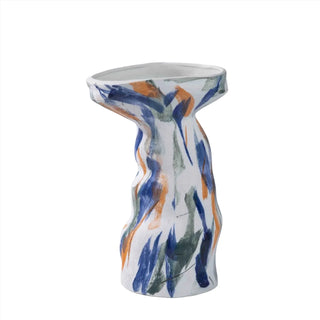 graffiti ceramic vase handmade blue porcelain art vase lorena front view