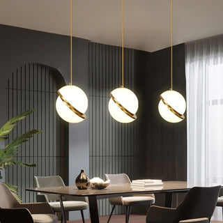 Circle Pendant Light – Modern Pendant Light With Gold Finish & Adjustable Suspension Cable