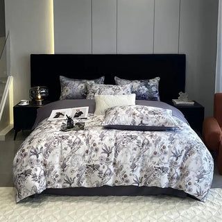 egyptian cotton duvet cover 600 thread count floral design bedding set front view