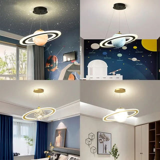 Space Pendant Lamp – Color Changing LED Kids Room Lighting With Planet Design