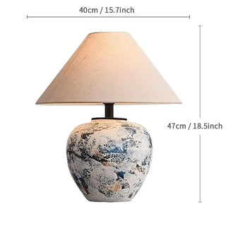 Ceramic Table Lamp – Japanese Style Lamp with Adjustable LED & Remote Control