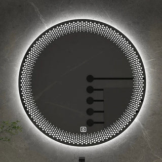 LED round adjustable smart bathroom mirror front view