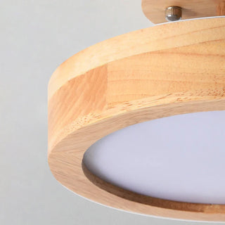 Nordic Wooden Ceiling Light – Scandinavian LED Surface Mount Lamp with Warm Wood Finish
