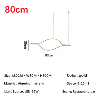 Postmodern Chandelier | Gold Aluminum LED Fixture with Remote Control Lighting