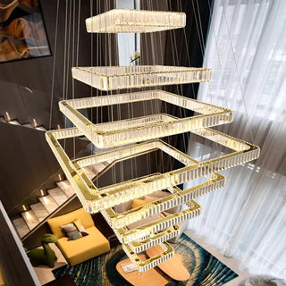 Modern Crystal Chandelier – Elegant LED Ceiling Lamp with Remote Control