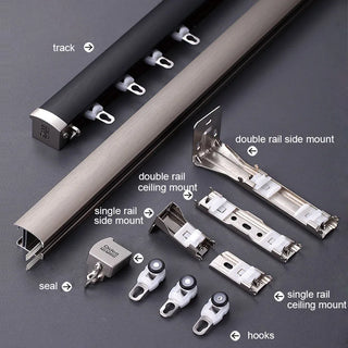 invisible curtain track premium aluminium rail silencing strip modern studio view