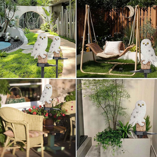 Outdoor Solar Lamp – Hand-Painted Resin Owl With Warm Glow LED Lighting