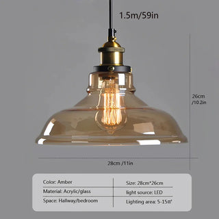 Industrial Glass Pendant Light – Modern LED Compatible Hanging Lamp for Hotels & Bars